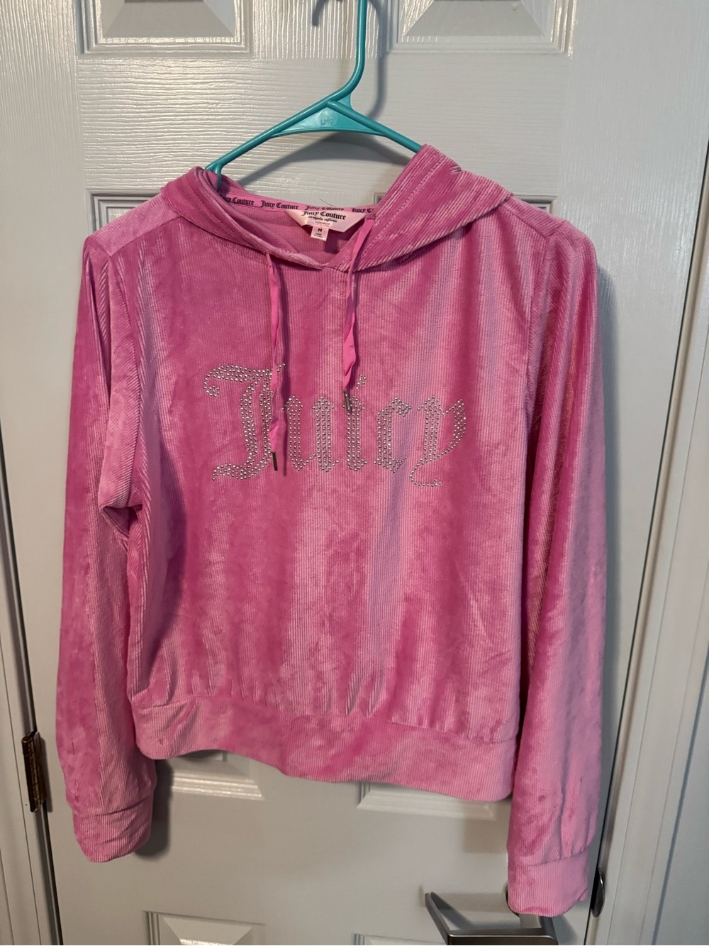 Juicy Couture Pink Velour Rhinestone Logo Hoodie NWOT